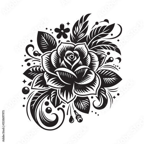 flower silhouette, editable vector image