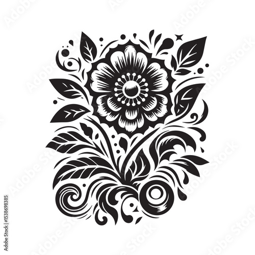 flower silhouette, editable vector image