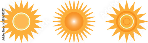 Sun. Yellow icon on white background. Vector illustration. Sun icon in simple style background.on a white 