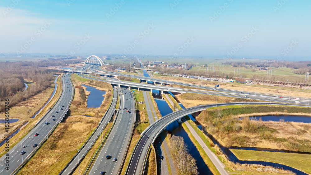Fototapeta premium Aerial from junction Muiderberg near Amsterdam in the Netherlands
