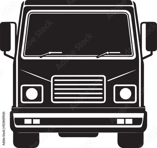 Minimalist Black and White Truck & Van Icon Set