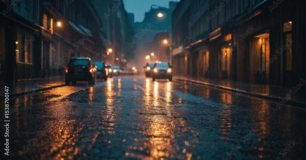 Fototapeta premium night city street in the rain