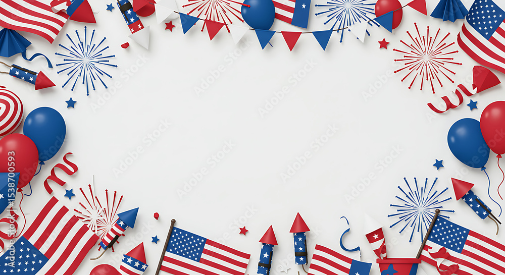 Obraz premium Confetti And Balloons With Banner
