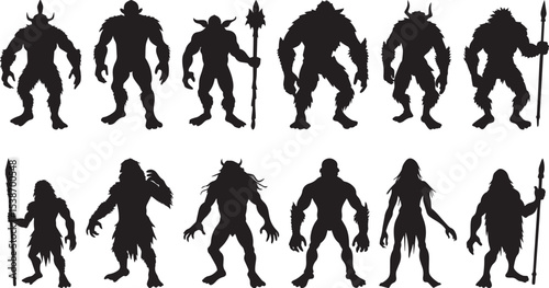 Dark Fantasy Silhouette of Muscular Ogre Warrior