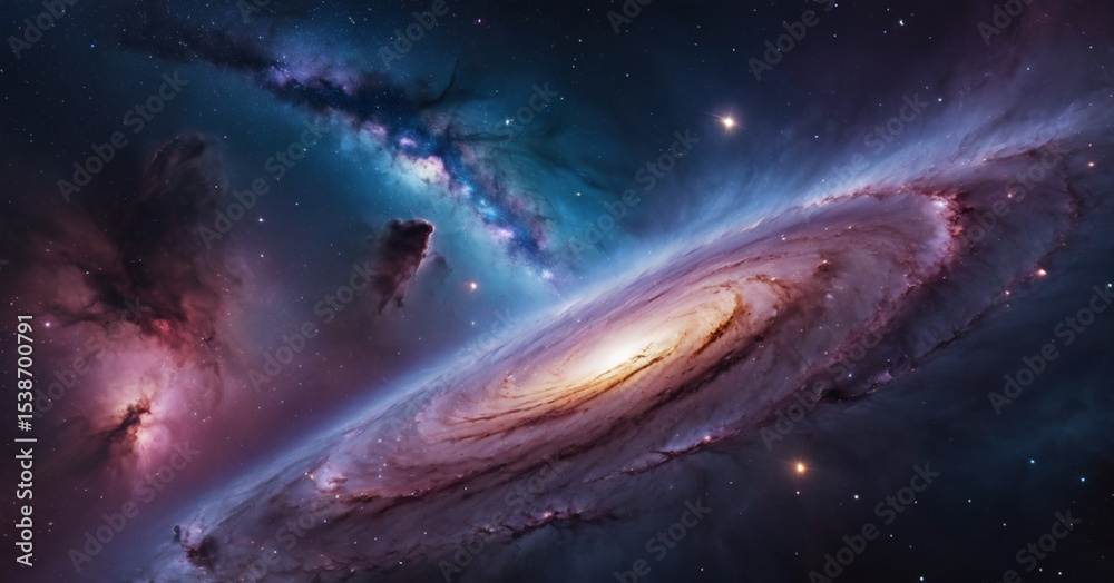 Fototapeta premium northern lights in the night and galaxy