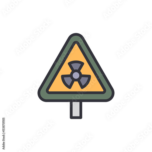 Hazardous Material Sign With Radiation Symbol Indicating Warning Zone
