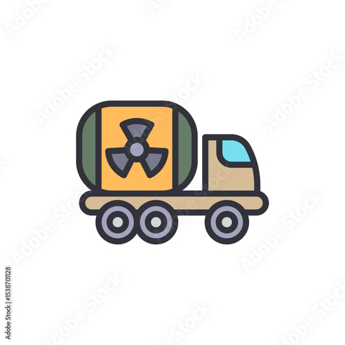 Stylized Vector Illustration Of A Radioactive Material Transport Truck