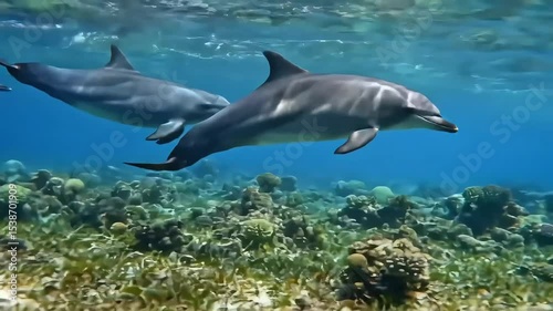 Wallpaper Mural Dolphins Swimming Beneath Sunlit Waves Torontodigital.ca