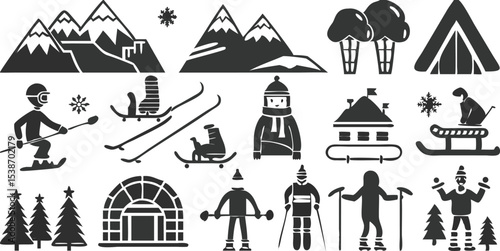 Winter Activities Icons Set