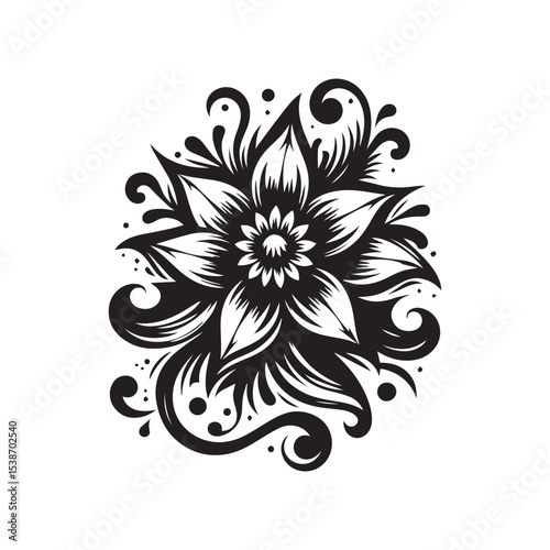 flower silhouette, editable vector image