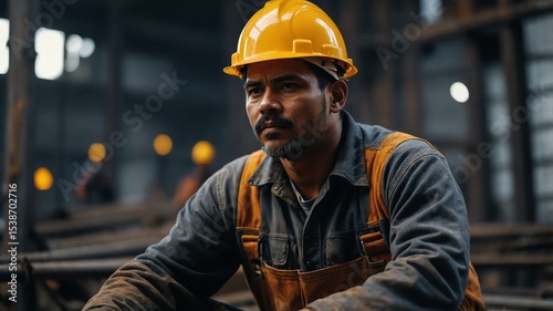 Steel Worker manual labor job on respective background