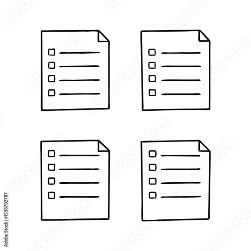 Paper documents icons. Line symbol. File icon. Folded written paper. Line icon - stock vector.