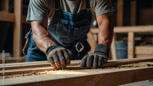 Carpenter manual labor job on respective background