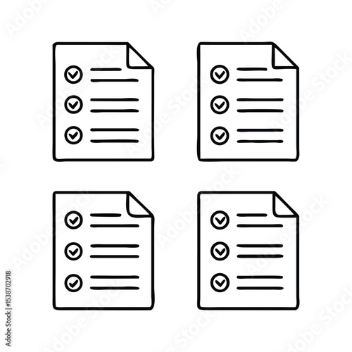 Paper documents icons. Line symbol. File icon. Folded written paper. Line icon - stock vector.