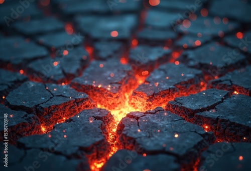 The burnt appearance of lava fissures