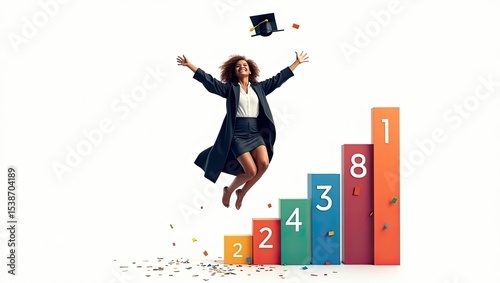 business woman jumping