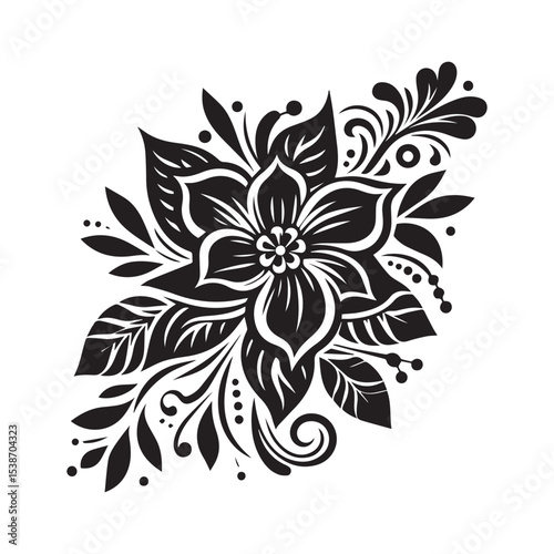 flower silhouette, editable vector image