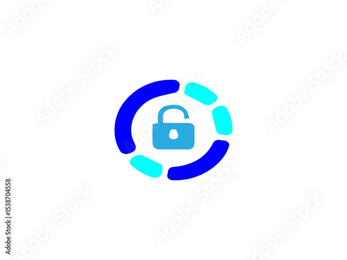 The ring is composed of alternating dark blue and light blue curved segments, suggesting connectivity, access, or a digital interface.