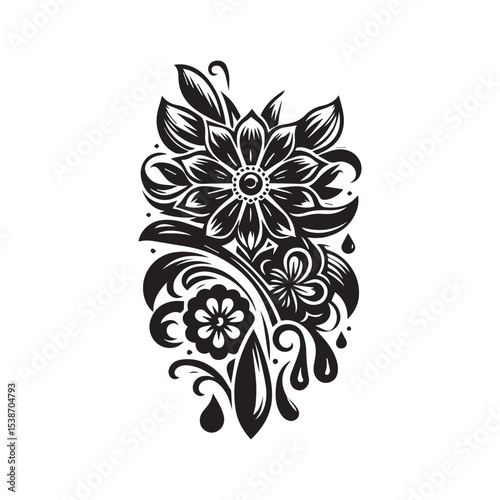 flower silhouette, editable vector image