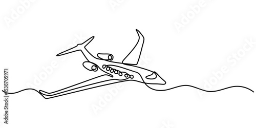 Airplane in one continuous line drawing. One line poster. Outline airplane. For interior design and presentations. Vector illustration, airplane line art style vector with transparent background. 