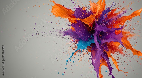 Colorful explosion of paint splashes creating an abstract and dynamic art design