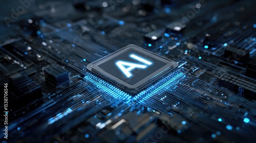 Artificial Intelligence Processor Concept. AI Big Data Array  Generative Ai