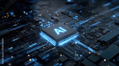 Artificial Intelligence Processor Concept. AI Big Data Array  Generative Ai