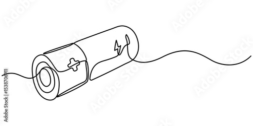 Continuous one line drawing of battery charging vector illustration, Continuous one line drawing of battery charging vector illustration, Continuous one line drawing of battery charging Lightning. 