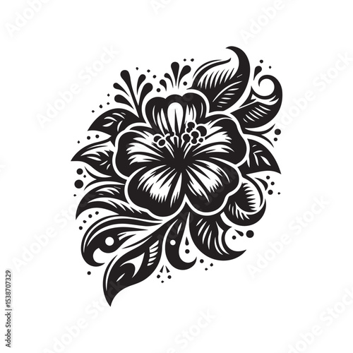 flower silhouette, editable vector image