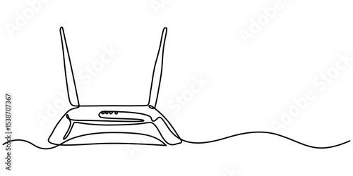 Wi-Fi router line continuous drawing vector. One line Wi-Fi router vector background, Continuous one line drawing of Wi-Fi router,  Continuous outline of Wi-Fi router.                                 