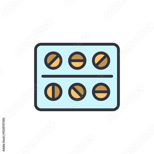 Illustrated Pill Blister Pack For Health And Wellness Treatment