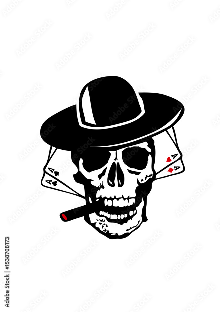 Fototapeta premium Tete de mort poker carre as crane