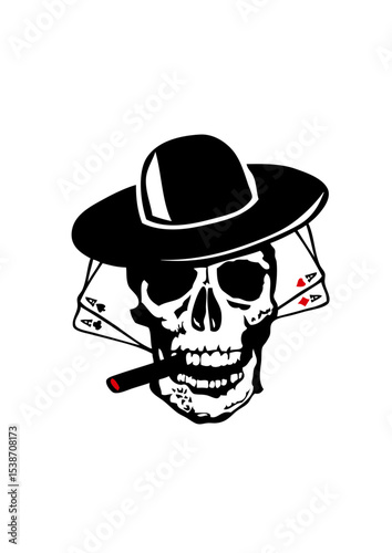 Tete de mort poker carre as crane