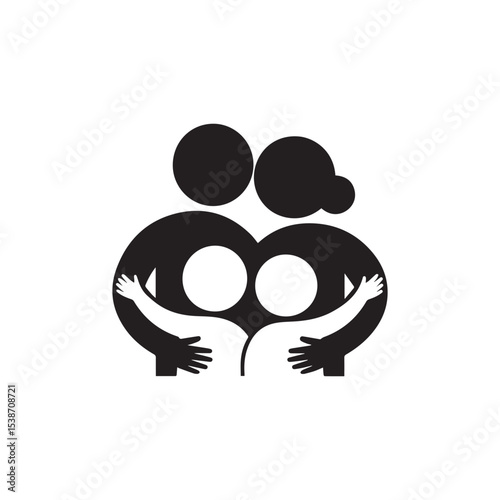 Happy Family Hug Logo Vector Design