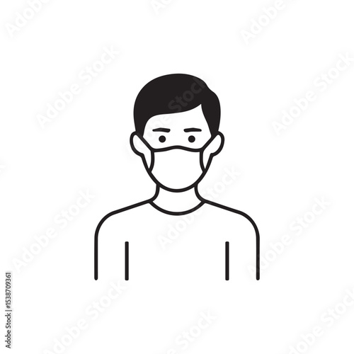 Male Avatar Wearing Medical Face Mask Icon Vector
