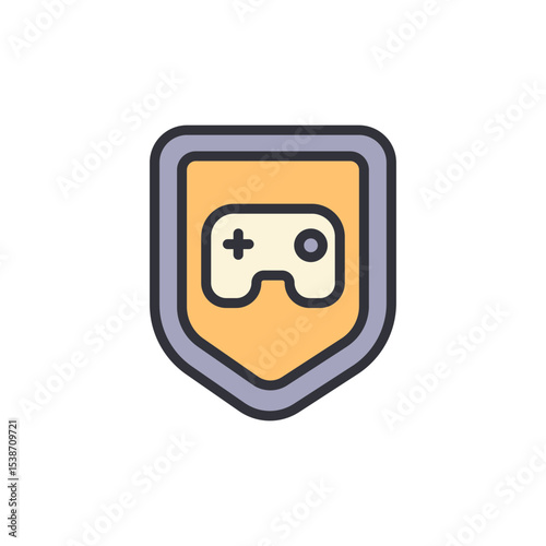 Stylized Gaming Controller Icon On Shield For Digital Entertainment