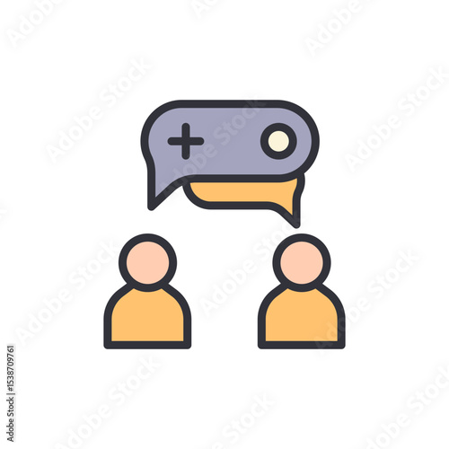 Illustration Of People Communicating With A Dialog Cloud Above Them