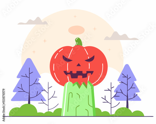 halloween pumpkin on a cemetery
