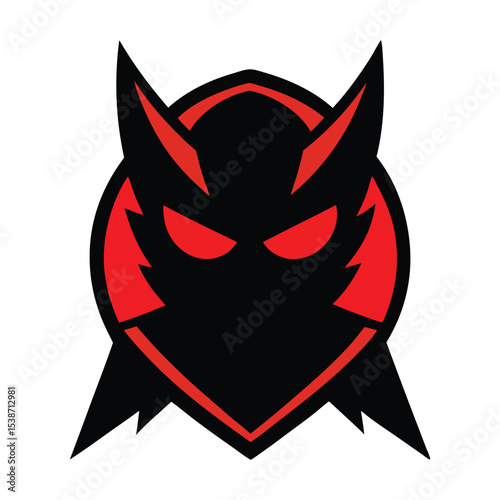 Fierce Demon Mascot with Glowing Red Eyes  Modern Gaming Logo