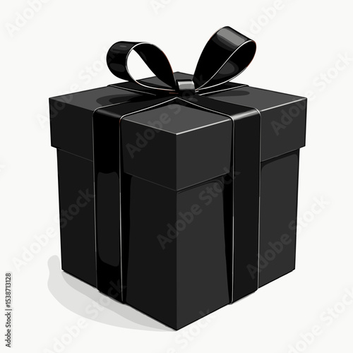 Black gift box with ribbon and bow ready for special occasions  