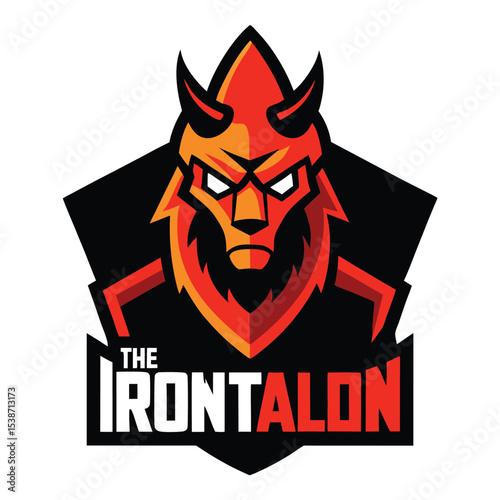 The Iron Talon Fierce Horned Warrior Mascot Logo