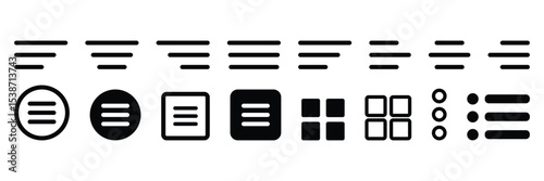 Menu bar layout navigation button interface line symbol element toolbar UI UX design minimal icon vector illustration set.