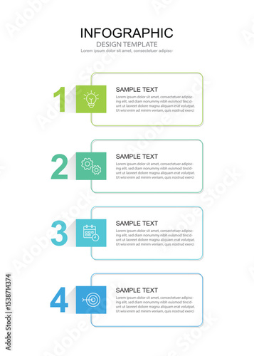  Infographic 4 options design elements for your business data. Vector Illustration