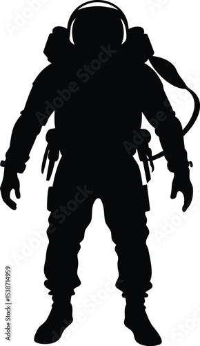 Silhouette of an astronaut standing tall, symbolizing exploration and the unknown realms