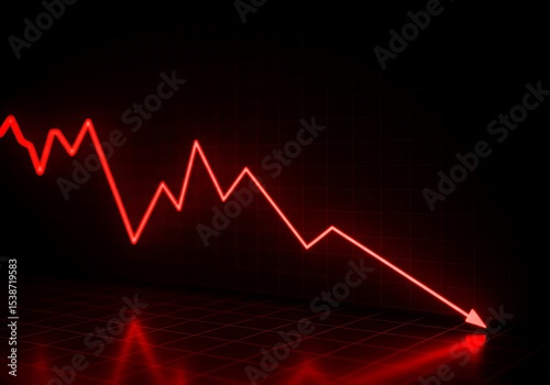 Red arrow graph showing a downward trend