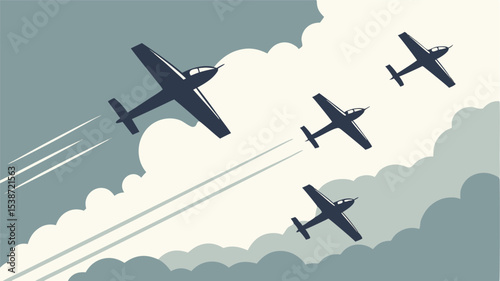 Airplane Flying in Jet Formation