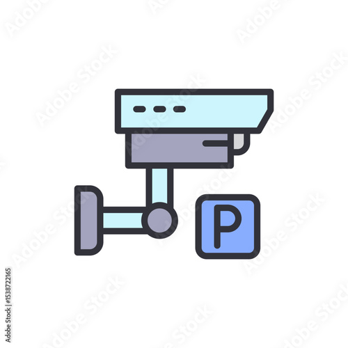 Parking Surveillance System Icon With Transparent Background