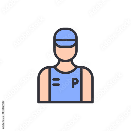 Iconic Parking Attendant Depicted With Stylized Uniform And Cap