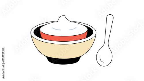 Creamy Dessert in Bowl with Spoon