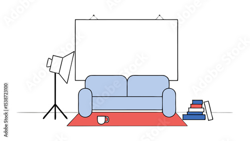 Modern Living Room Setup with Blank Canvas for Mockup